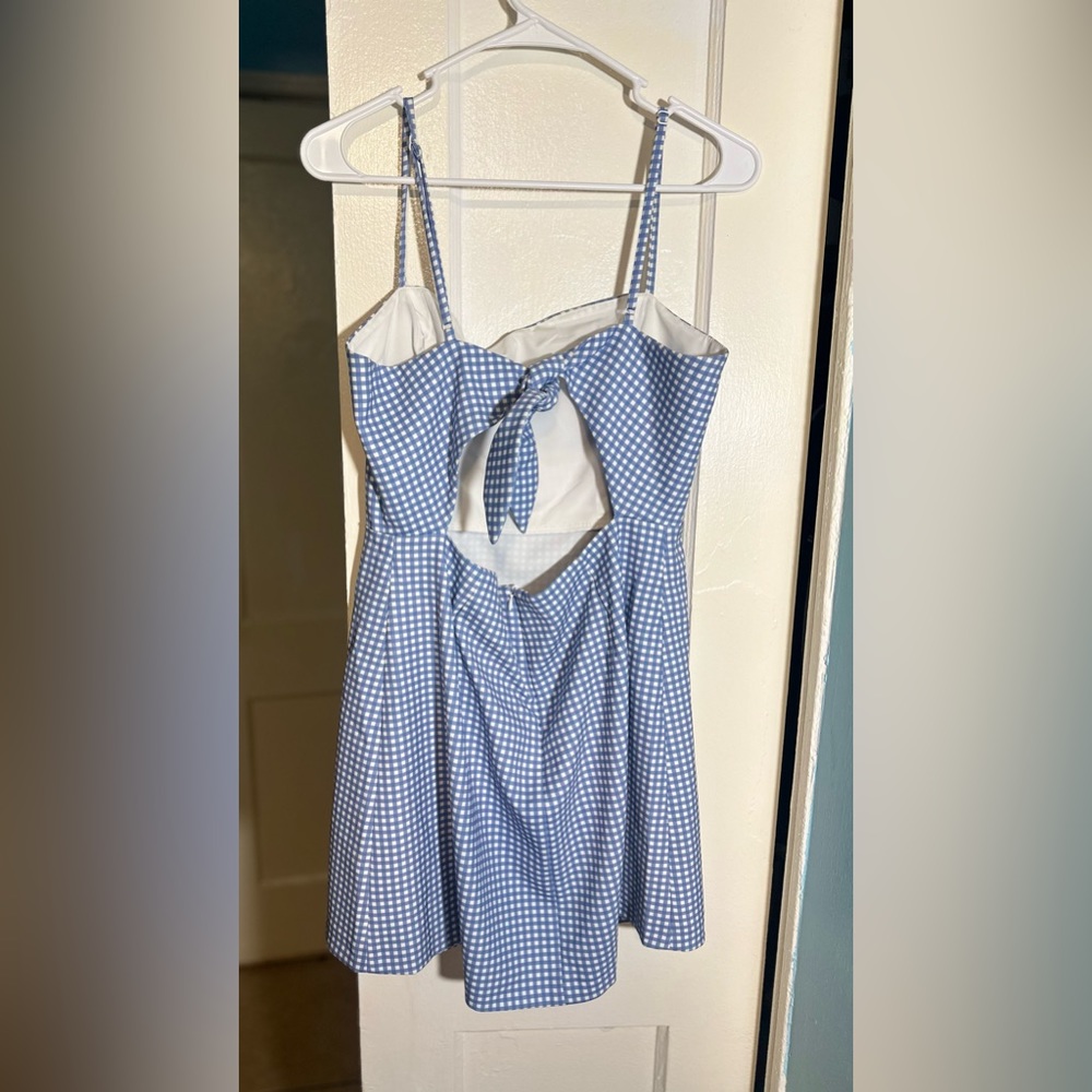 French Connection Blue Gingham Mini Dress with White Lining